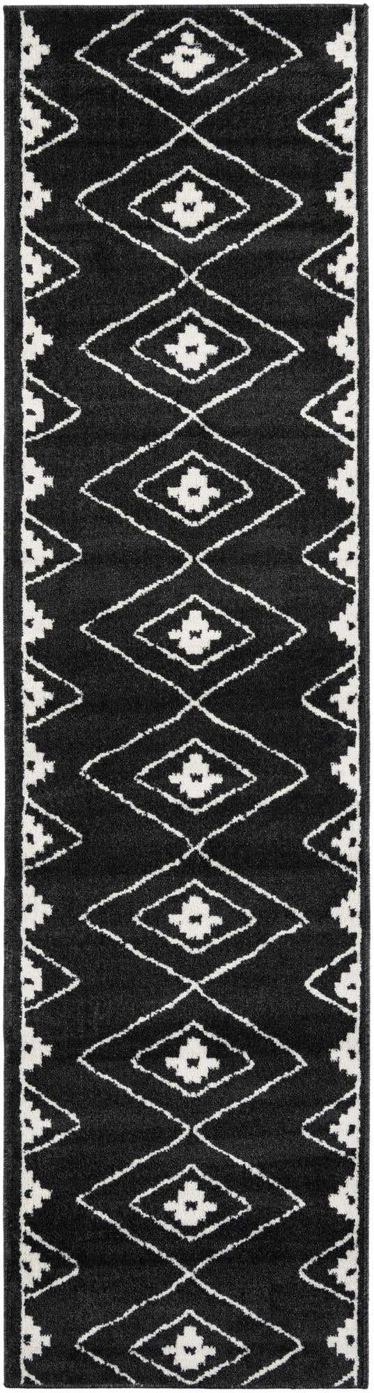 Black 2' 7 x 10' Norge Runner Area Rug 100% Polypropylene Easy Clean Non Shed Stain Resistant Modern Carpet for Home Interior Design for Sale at Rug Engine