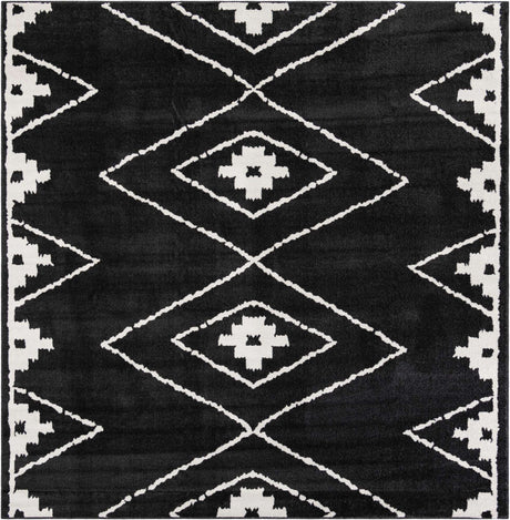 Black 10' x 10' Norge Square Area Rug 100% Polypropylene Easy Clean Non Shed Stain Resistant Modern Carpet for Home Interior Design for Sale at Rug Engine