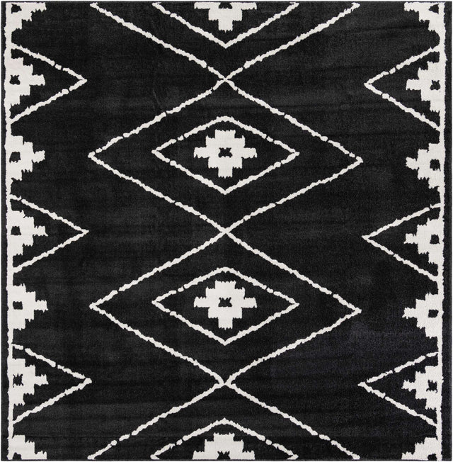 Black 10' x 10' Norge Square Area Rug 100% Polypropylene Easy Clean Non Shed Stain Resistant Modern Carpet for Home Interior Design for Sale at Rug Engine