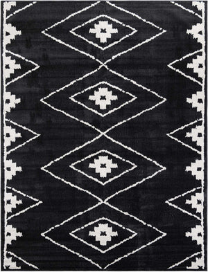 Black 10' x 13' 1 Norge Rectangle Area Rug 100% Polypropylene Easy Clean Non Shed Stain Resistant Modern Carpet for Home Interior Design for Sale at Rug Engine