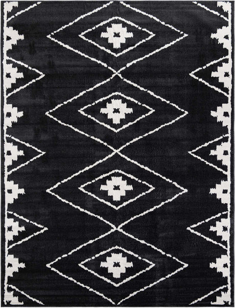 Black 10' x 13' 1 Norge Rectangle Area Rug 100% Polypropylene Easy Clean Non Shed Stain Resistant Modern Carpet for Home Interior Design for Sale at Rug Engine