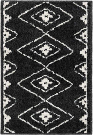 Black 2' x 3' 1 Norge Rectangle Area Rug 100% Polypropylene Easy Clean Non Shed Stain Resistant Modern Carpet for Home Interior Design for Sale at Rug Engine