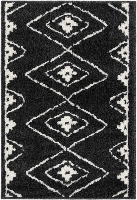 Black 2' x 3' 1 Norge Rectangle Area Rug 100% Polypropylene Easy Clean Non Shed Stain Resistant Modern Carpet for Home Interior Design for Sale at Rug Engine