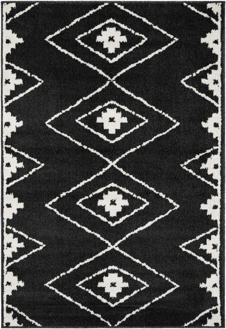 Black 4' 1 x 6' 1 Norge Rectangle Area Rug 100% Polypropylene Easy Clean Non Shed Stain Resistant Modern Carpet for Home Interior Design for Sale at Rug Engine