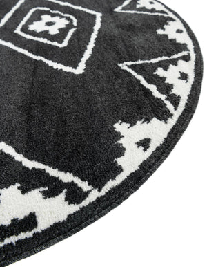 Black 7' 10 x 7' 10 Norge Round Area Rug 100% Polypropylene Easy Clean Non Shed Stain Resistant Modern Carpet for Home Interior Design for Sale at Rug Engine