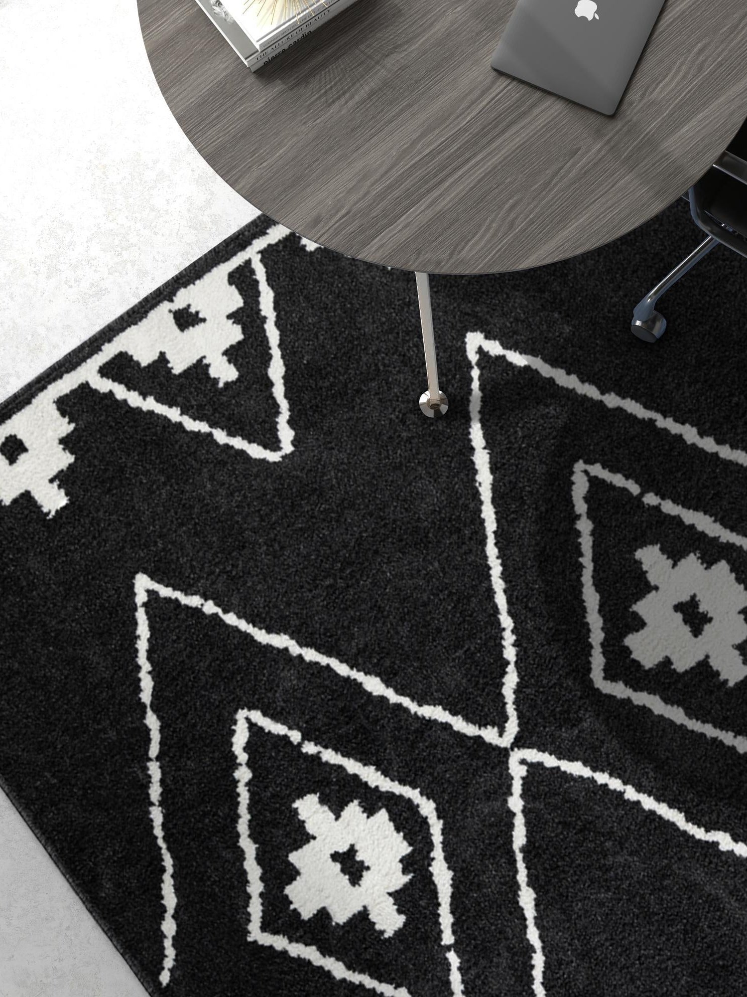 Black 9' x 12' Norge Rectangle Area Rug 100% Polypropylene Easy Clean Non Shed Stain Resistant Modern Carpet for Home Interior Design for Sale at Rug Engine