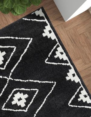 Black 7' 10 x 10' Norge Rectangle Area Rug 100% Polypropylene Easy Clean Non Shed Stain Resistant Modern Carpet for Home Interior Design for Sale at Rug Engine