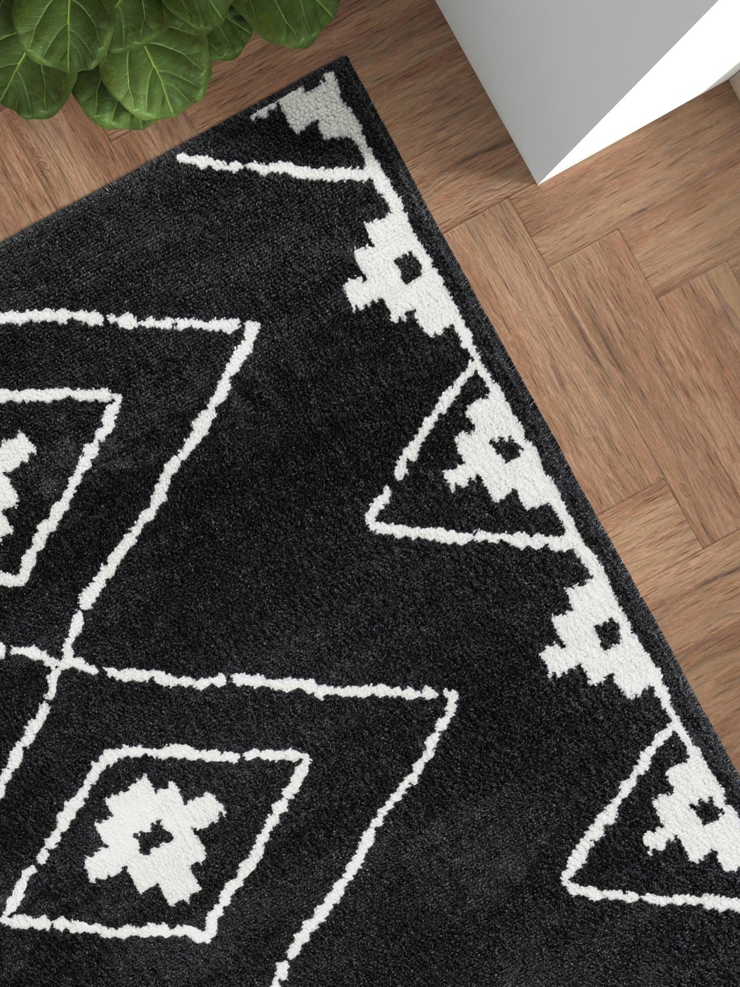 Black 9' x 12' Norge Rectangle Area Rug 100% Polypropylene Easy Clean Non Shed Stain Resistant Modern Carpet for Home Interior Design for Sale at Rug Engine