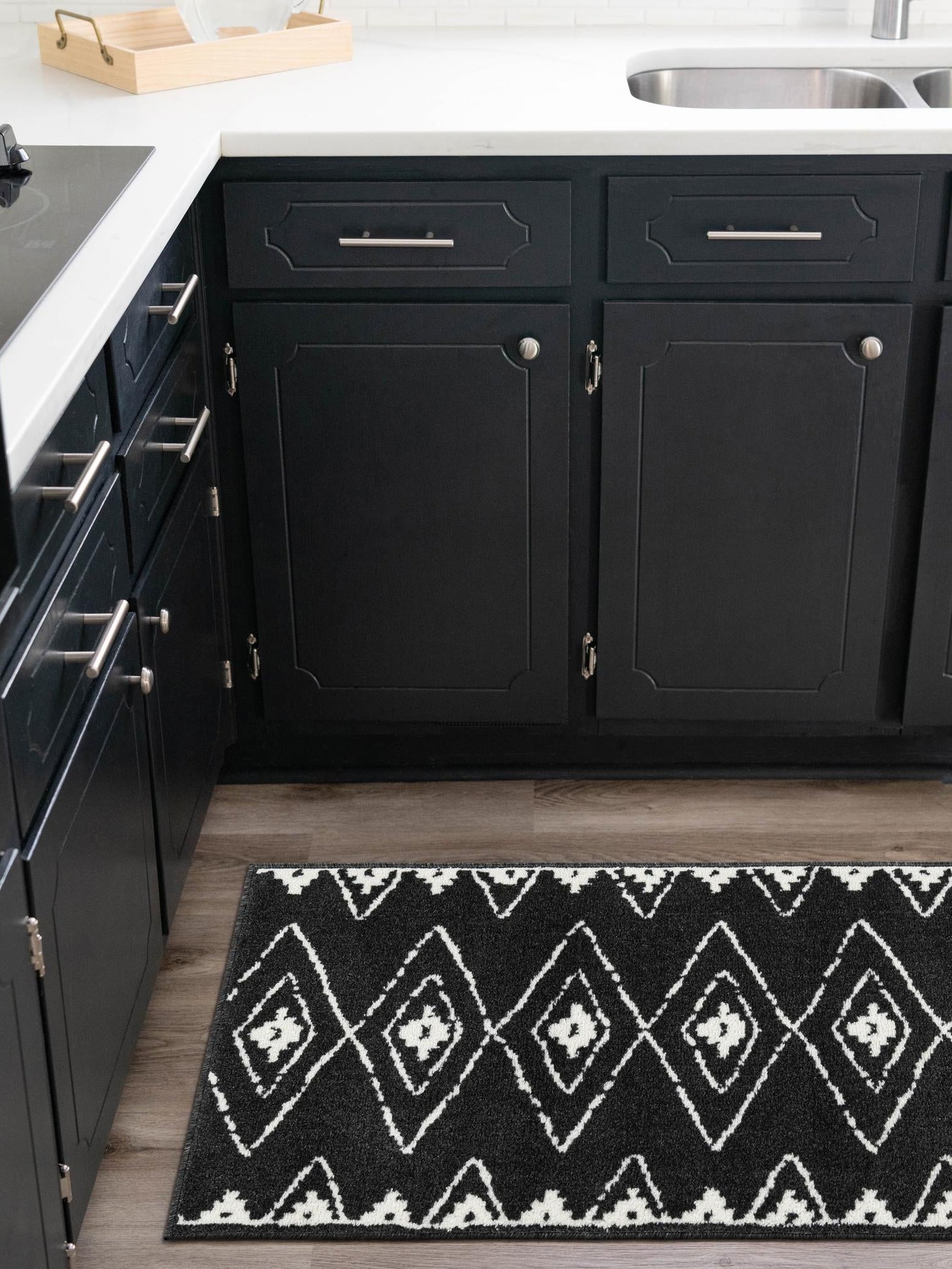 Black 2' x 6' 1 Norge Runner Area Rug 100% Polypropylene Easy Clean Non Shed Stain Resistant Modern Carpet for Home Interior Design for Sale at Rug Engine