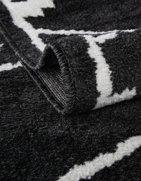 Black 2' 7 x 12' Norge Runner Area Rug 100% Polypropylene Easy Clean Non Shed Stain Resistant Modern Carpet for Home Interior Design for Sale at Rug Engine