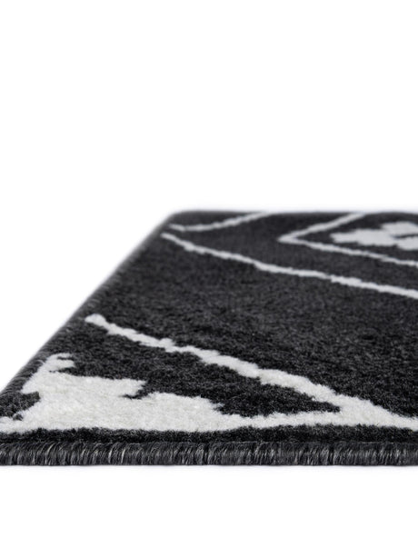 Black 2' 7 x 12' Norge Runner Area Rug 100% Polypropylene Easy Clean Non Shed Stain Resistant Modern Carpet for Home Interior Design for Sale at Rug Engine