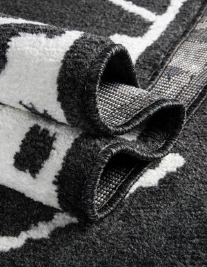 Black 2' 7 x 12' Norge Runner Area Rug 100% Polypropylene Easy Clean Non Shed Stain Resistant Modern Carpet for Home Interior Design for Sale at Rug Engine