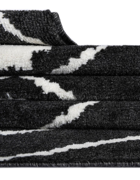 Black 2' 7 x 12' Norge Runner Area Rug 100% Polypropylene Easy Clean Non Shed Stain Resistant Modern Carpet for Home Interior Design for Sale at Rug Engine