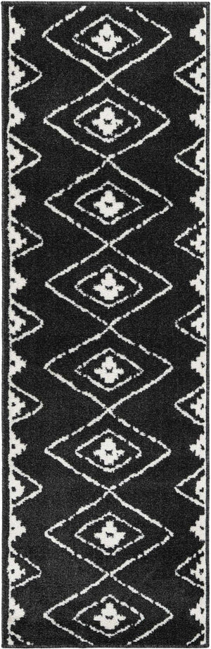 Black 2' x 6' 1 Norge Runner Area Rug 100% Polypropylene Easy Clean Non Shed Stain Resistant Modern Carpet for Home Interior Design for Sale at Rug Engine