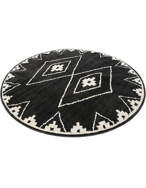 Black 7' 10 x 7' 10 Norge Round Area Rug 100% Polypropylene Easy Clean Non Shed Stain Resistant Modern Carpet for Home Interior Design for Sale at Rug Engine
