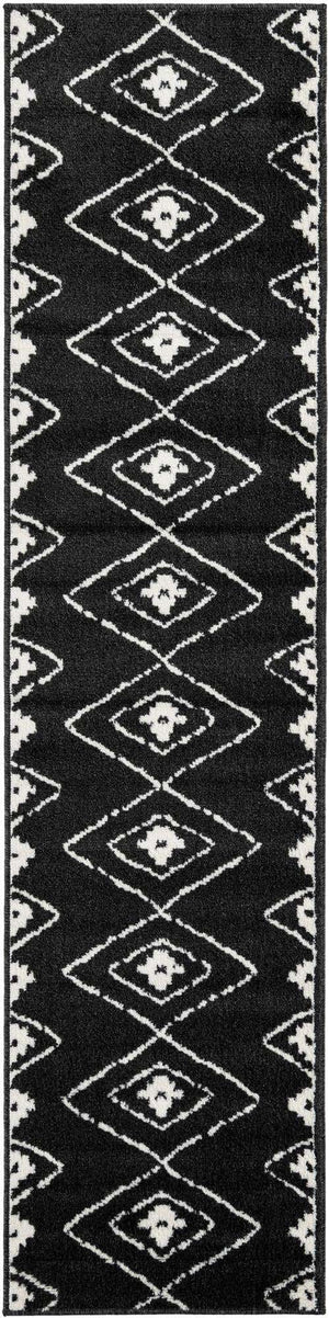 Black 2' x 8' Norge Runner Area Rug 100% Polypropylene Easy Clean Non Shed Stain Resistant Modern Carpet for Home Interior Design for Sale at Rug Engine