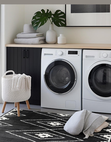 Black 10' x 10' Norge Square Area Rug 100% Polypropylene Easy Clean Non Shed Stain Resistant Modern Carpet for Home Interior Design for Sale at Rug Engine