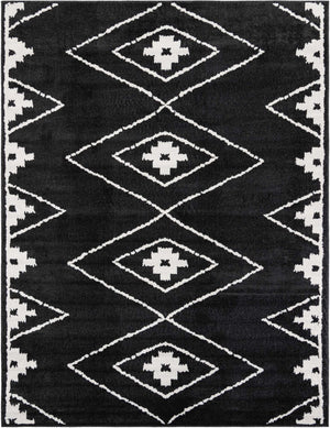 Black 7' 10 x 10' Norge Rectangle Area Rug 100% Polypropylene Easy Clean Non Shed Stain Resistant Modern Carpet for Home Interior Design for Sale at Rug Engine