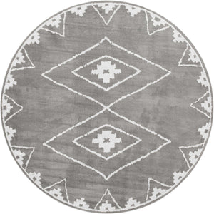 Gray 10' x 10' Norge Round Area Rug 100% Polypropylene Easy Clean Non Shed Stain Resistant Modern Carpet for Home Interior Design for Sale at Rug Engine