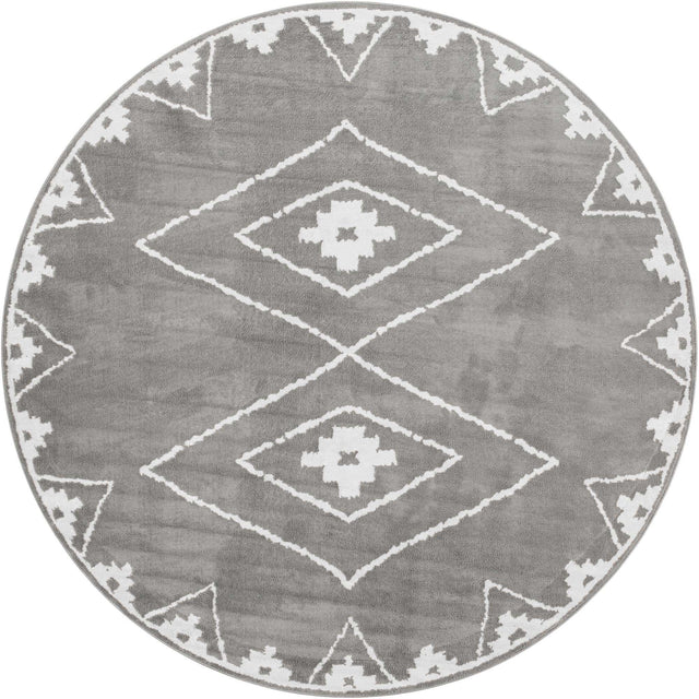 Gray 10' x 10' Norge Round Area Rug 100% Polypropylene Easy Clean Non Shed Stain Resistant Modern Carpet for Home Interior Design for Sale at Rug Engine