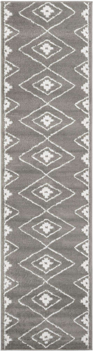 Gray 2' 7 x 10' Norge Runner Area Rug 100% Polypropylene Easy Clean Non Shed Stain Resistant Modern Carpet for Home Interior Design for Sale at Rug Engine