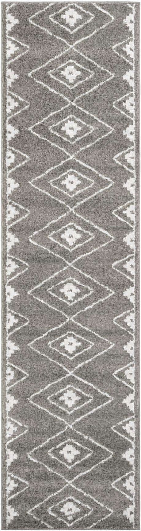 Gray 2' 7 x 10' Norge Runner Area Rug 100% Polypropylene Easy Clean Non Shed Stain Resistant Modern Carpet for Home Interior Design for Sale at Rug Engine