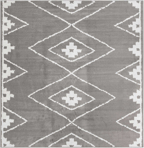 Gray 10' x 10' Norge Square Area Rug 100% Polypropylene Easy Clean Non Shed Stain Resistant Modern Carpet for Home Interior Design for Sale at Rug Engine