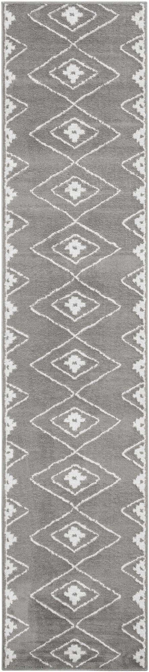 Gray 2' 7 x 12' Norge Runner Area Rug 100% Polypropylene Easy Clean Non Shed Stain Resistant Modern Carpet for Home Interior Design for Sale at Rug Engine