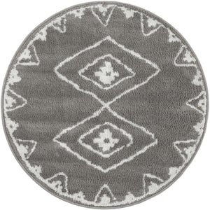 Gray 3' 1 x 3' 1 Norge Round Area Rug 100% Polypropylene Easy Clean Non Shed Stain Resistant Modern Carpet for Home Interior Design for Sale at Rug Engine