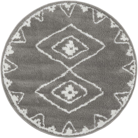 Gray 3' 1 x 3' 1 Norge Round Area Rug 100% Polypropylene Easy Clean Non Shed Stain Resistant Modern Carpet for Home Interior Design for Sale at Rug Engine