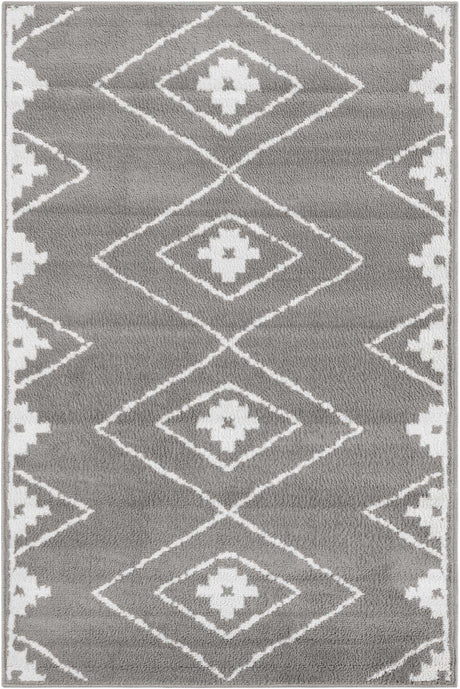 Gray 4' 1 x 6' 1 Norge Rectangle Area Rug 100% Polypropylene Easy Clean Non Shed Stain Resistant Modern Carpet for Home Interior Design for Sale at Rug Engine