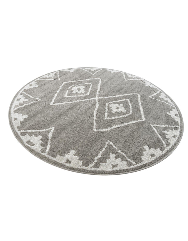 Gray 5' 1 x 5' 1 Norge Round Area Rug 100% Polypropylene Easy Clean Non Shed Stain Resistant Modern Carpet for Home Interior Design for Sale at Rug Engine