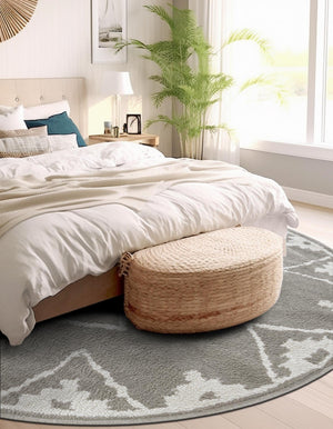 Gray 10' x 10' Norge Round Area Rug 100% Polypropylene Easy Clean Non Shed Stain Resistant Modern Carpet for Home Interior Design for Sale at Rug Engine