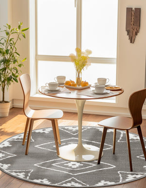 Gray 5' 1 x 5' 1 Norge Round Area Rug 100% Polypropylene Easy Clean Non Shed Stain Resistant Modern Carpet for Home Interior Design for Sale at Rug Engine