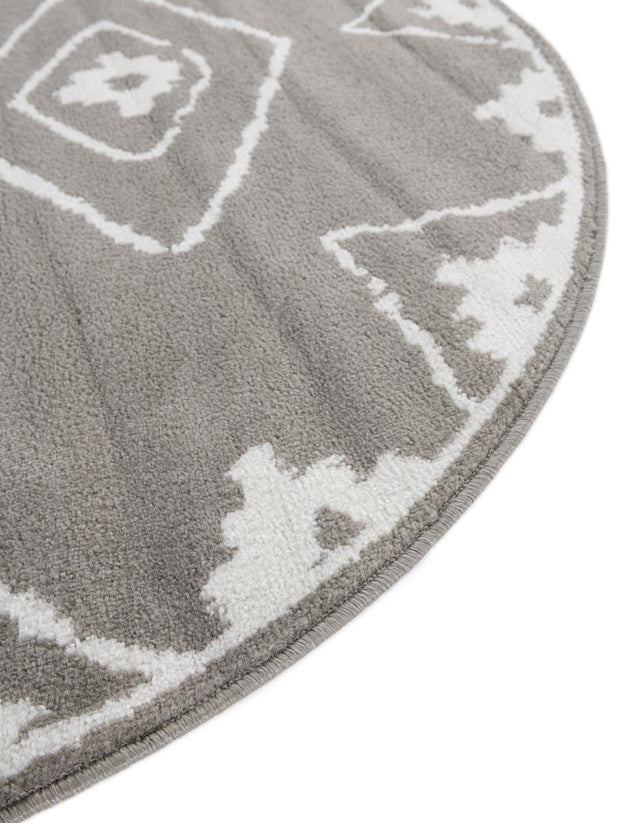 Gray 3' 1 x 3' 1 Norge Round Area Rug 100% Polypropylene Easy Clean Non Shed Stain Resistant Modern Carpet for Home Interior Design for Sale at Rug Engine