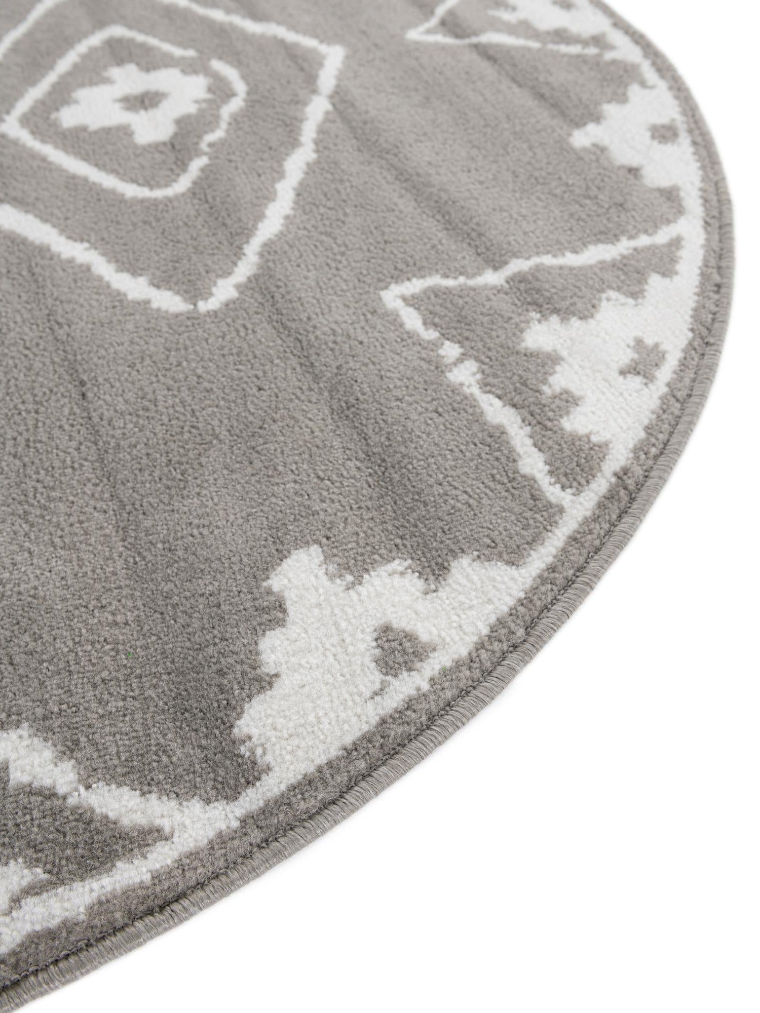 Gray 5' 1 x 5' 1 Norge Round Area Rug 100% Polypropylene Easy Clean Non Shed Stain Resistant Modern Carpet for Home Interior Design for Sale at Rug Engine