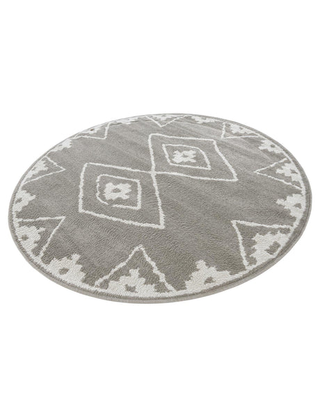 Gray 5' 1 x 5' 1 Norge Round Area Rug 100% Polypropylene Easy Clean Non Shed Stain Resistant Modern Carpet for Home Interior Design for Sale at Rug Engine