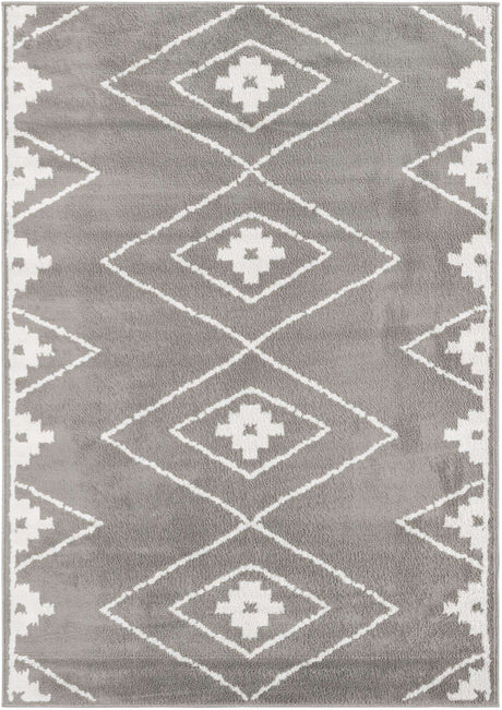 Gray 5' 1 x 7' 1 Norge Rectangle Area Rug 100% Polypropylene Easy Clean Non Shed Stain Resistant Modern Carpet for Home Interior Design for Sale at Rug Engine