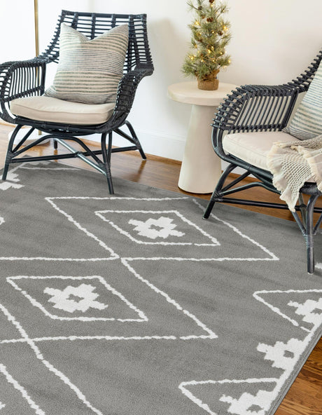 Gray 9' x 12' Norge Rectangle Area Rug 100% Polypropylene Easy Clean Non Shed Stain Resistant Modern Carpet for Home Interior Design for Sale at Rug Engine