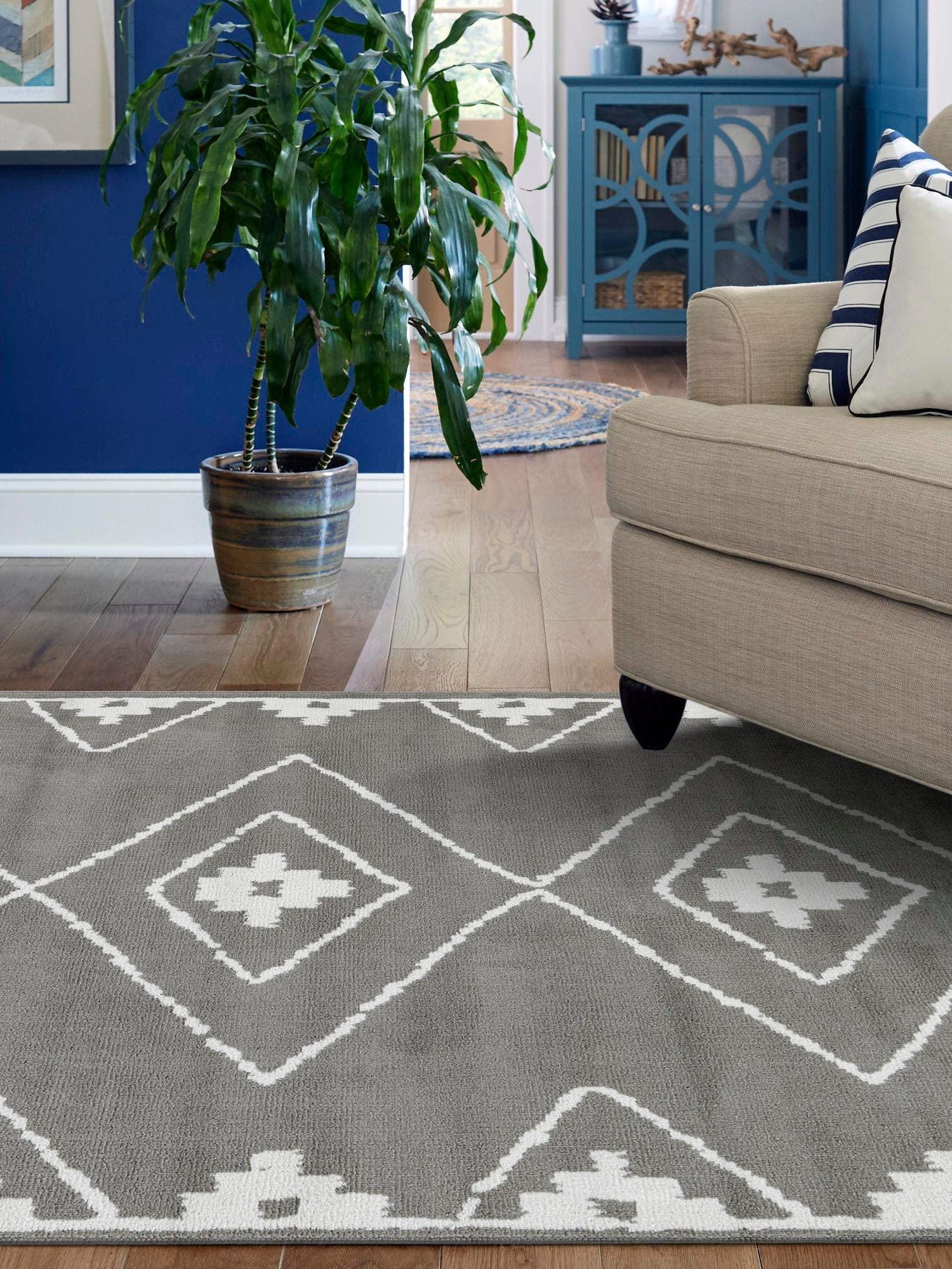 Gray 4' 1 x 6' 1 Norge Rectangle Area Rug 100% Polypropylene Easy Clean Non Shed Stain Resistant Modern Carpet for Home Interior Design for Sale at Rug Engine