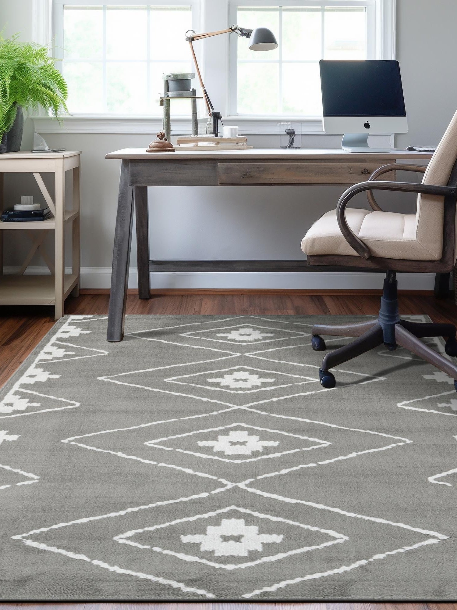 Gray 4' 1 x 6' 1 Norge Rectangle Area Rug 100% Polypropylene Easy Clean Non Shed Stain Resistant Modern Carpet for Home Interior Design for Sale at Rug Engine
