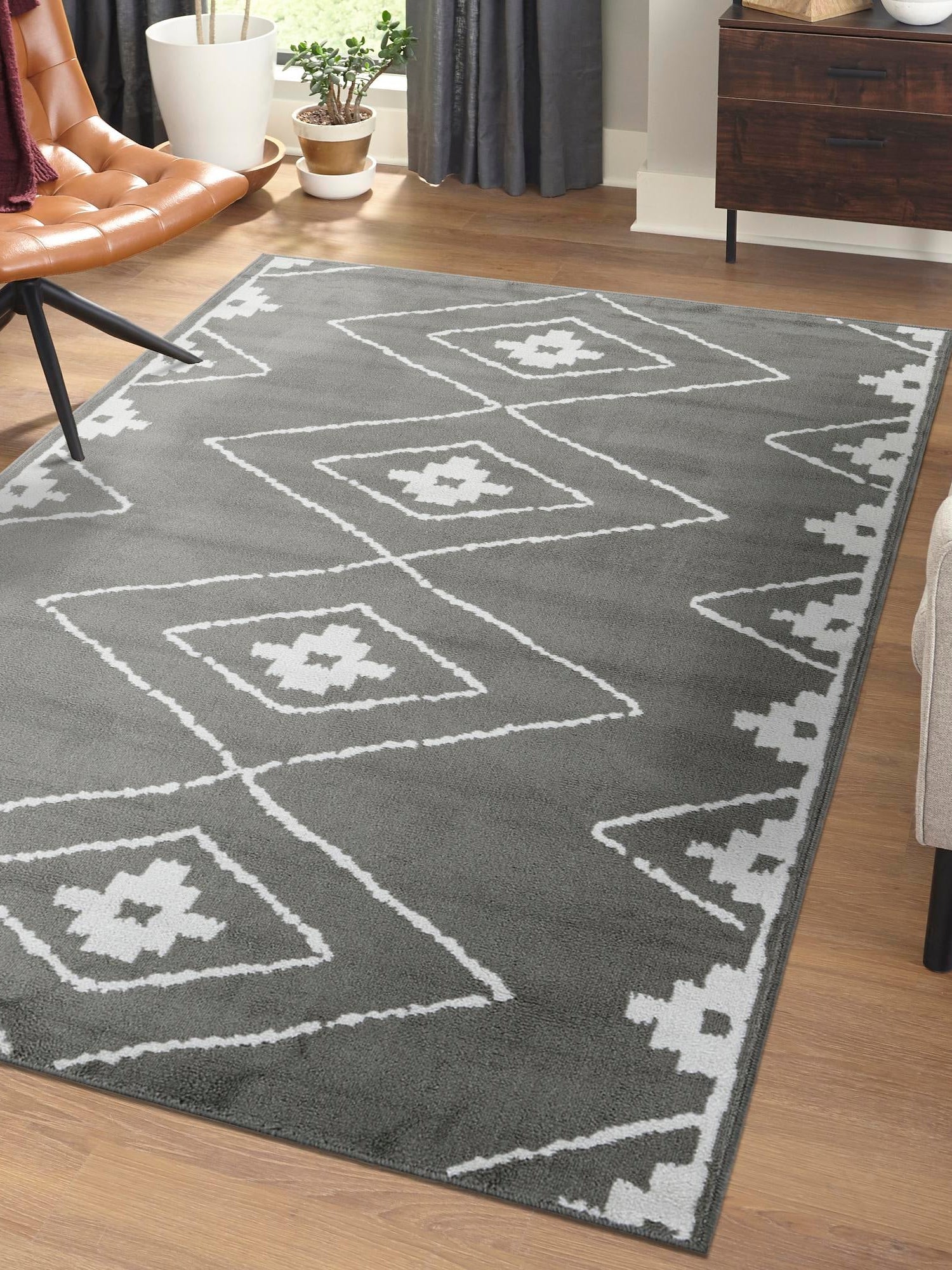Gray 10' x 13' 1 Norge Rectangle Area Rug 100% Polypropylene Easy Clean Non Shed Stain Resistant Modern Carpet for Home Interior Design for Sale at Rug Engine