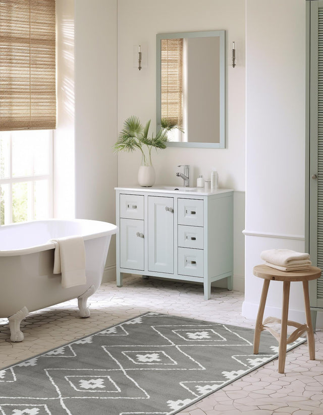 Gray 6' 1 x 9' Norge Rectangle Area Rug 100% Polypropylene Easy Clean Non Shed Stain Resistant Modern Carpet for Home Interior Design for Sale at Rug Engine