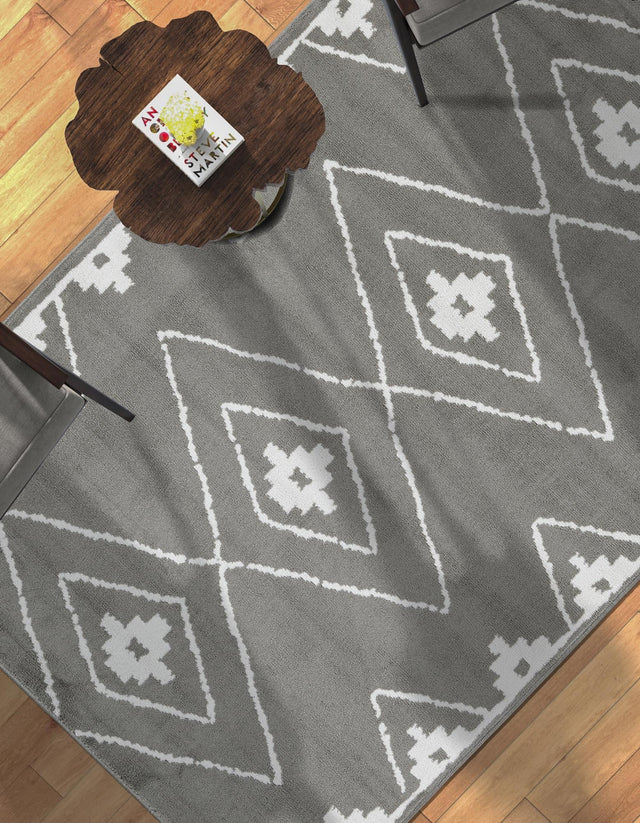 Gray 6' 1 x 9' Norge Rectangle Area Rug 100% Polypropylene Easy Clean Non Shed Stain Resistant Modern Carpet for Home Interior Design for Sale at Rug Engine