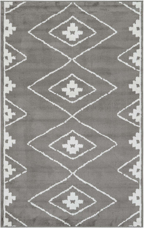 Gray 5' 1 x 8' Norge Rectangle Area Rug 100% Polypropylene Easy Clean Non Shed Stain Resistant Modern Carpet for Home Interior Design for Sale at Rug Engine