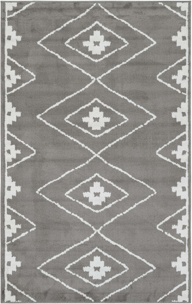 Gray 5' 1 x 8' Norge Rectangle Area Rug 100% Polypropylene Easy Clean Non Shed Stain Resistant Modern Carpet for Home Interior Design for Sale at Rug Engine