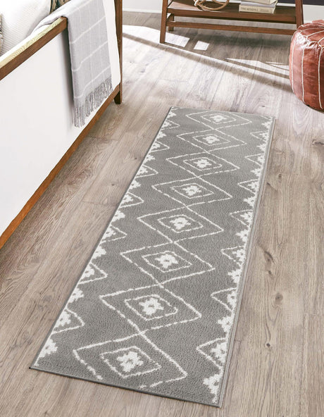 Gray 2' 7 x 12' Norge Runner Area Rug 100% Polypropylene Easy Clean Non Shed Stain Resistant Modern Carpet for Home Interior Design for Sale at Rug Engine