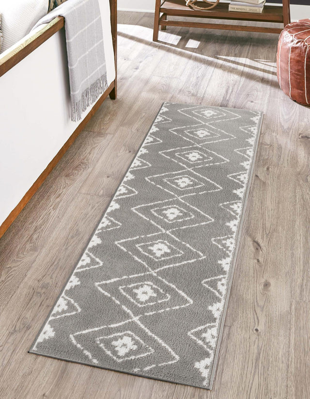 Gray 2' 7 x 12' Norge Runner Area Rug 100% Polypropylene Easy Clean Non Shed Stain Resistant Modern Carpet for Home Interior Design for Sale at Rug Engine