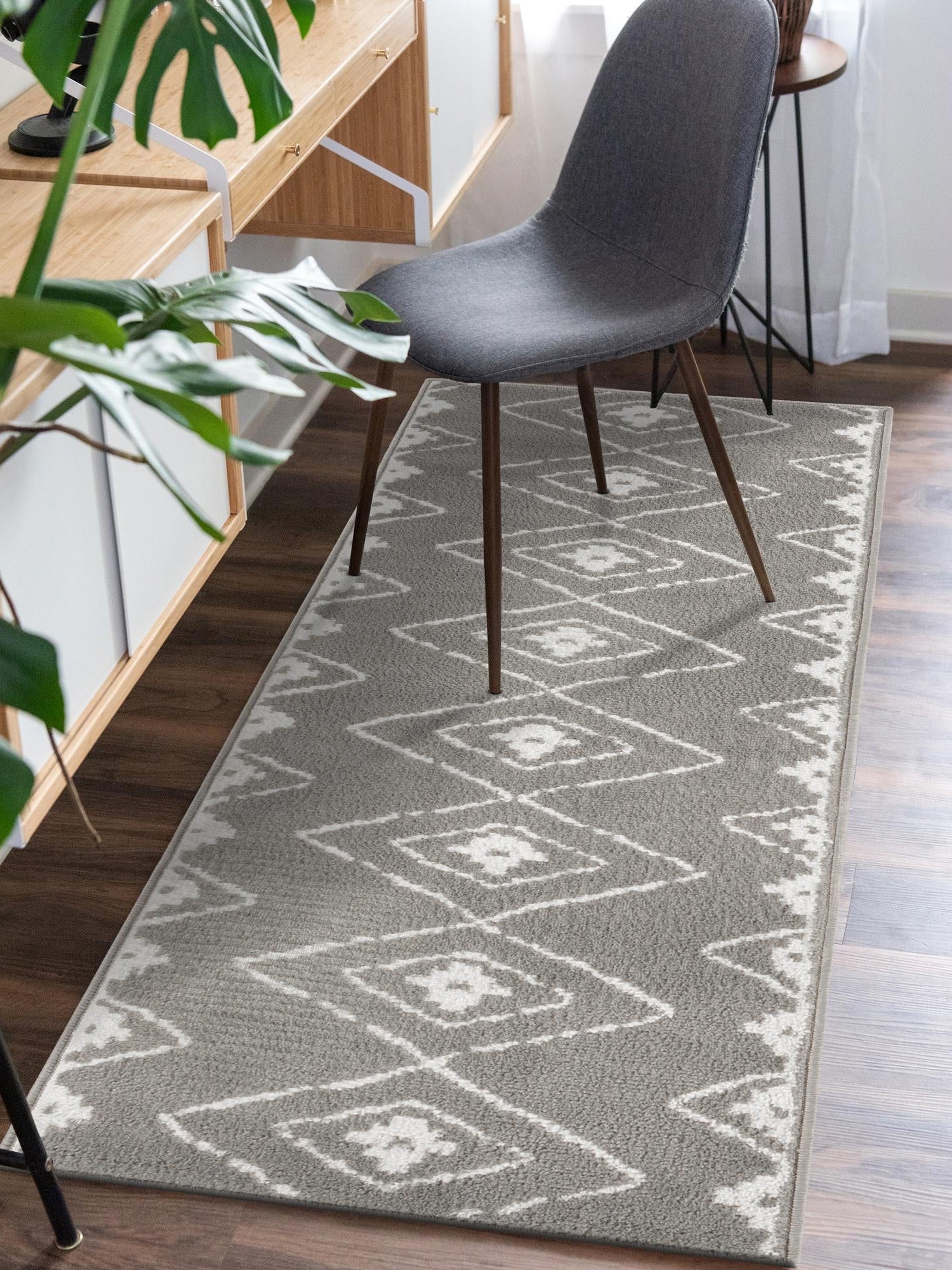 Gray 2' x 8' Norge Runner Area Rug 100% Polypropylene Easy Clean Non Shed Stain Resistant Modern Carpet for Home Interior Design for Sale at Rug Engine