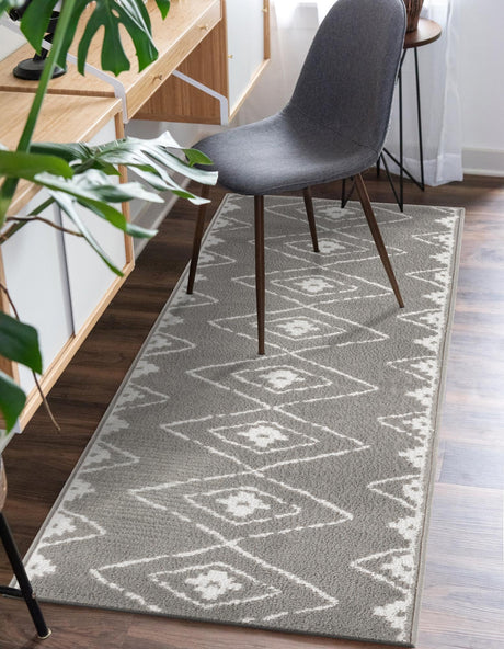 Gray 2' x 6' 1 Norge Runner Area Rug 100% Polypropylene Easy Clean Non Shed Stain Resistant Modern Carpet for Home Interior Design for Sale at Rug Engine